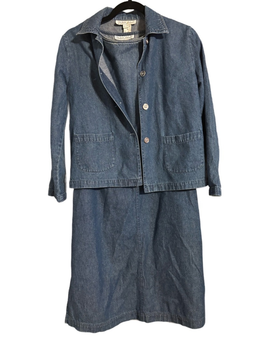 Vintage 3 Piece Denim Set, Jean Jacket, Sleeveless Tank & Full Length Skirt 4P